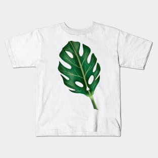 Monstera Leaf Skull Tropical Leaves Botanical Green Kids T-Shirt
